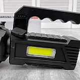 Ручний світлодіодний ліхтар прожектор LED100-COB, 4 режими, бічна лампа, індикатор заряду, USB, фото 2