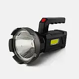 Ручний світлодіодний ліхтар прожектор LED100-COB, 4 режими, бічна лампа, індикатор заряду, USB, фото 3