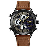 Чоловічий годинник Skmei 1975LDKBNWT Dark Brown-White Leather (1080-2009)
