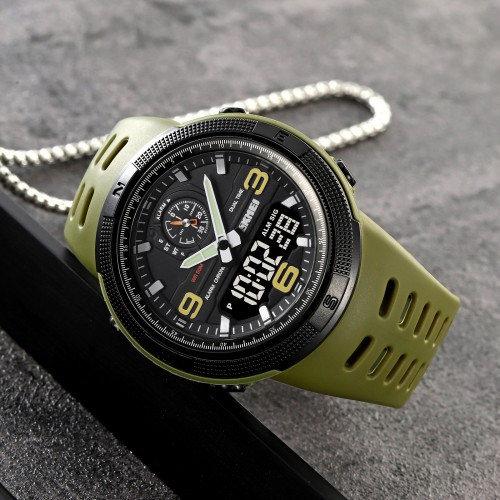 Чоловічий годинник Skmei 1655AGBK Army Green-Black (1080-2296), фото 1