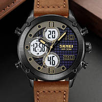 Чоловічий годинник Skmei 1975LDKBNWT Dark Brown-White Leather (1080-2009)