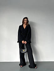 Костюм (кімоно+пояс+штани), щільний льон жатка 42-46 (one size) (4) Сін824-1576, фото 6