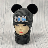 М 90051. Комплект для хлопчика: шапка з флісом "COOL " і хомут, розмір вільний, різні кольори 2-7 років, фото 5