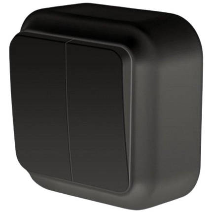 Вимикач Marshel MAGLEV (МАГЛІВ) накладний 2 кл. VO10-140 BLACK, фото 1