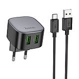Мережний зарядний пристрій Hoco CS34A 2USB QC 18W+USB Hoco CS34A Rayo QC3.0 Type-C, фото 8