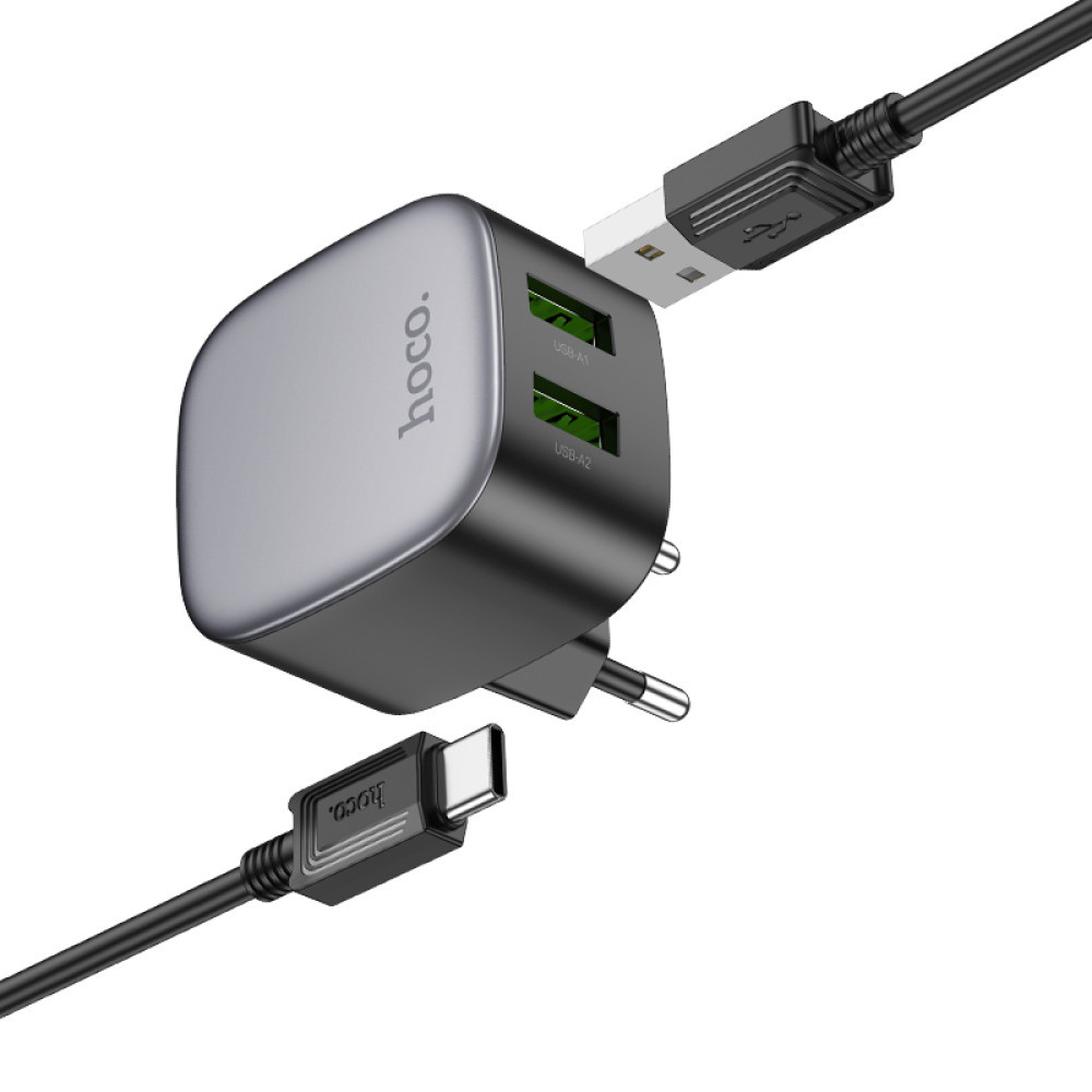 Мережний зарядний пристрій Hoco CS34A 2USB QC 18W+USB Hoco CS34A Rayo QC3.0 Type-C, фото 1