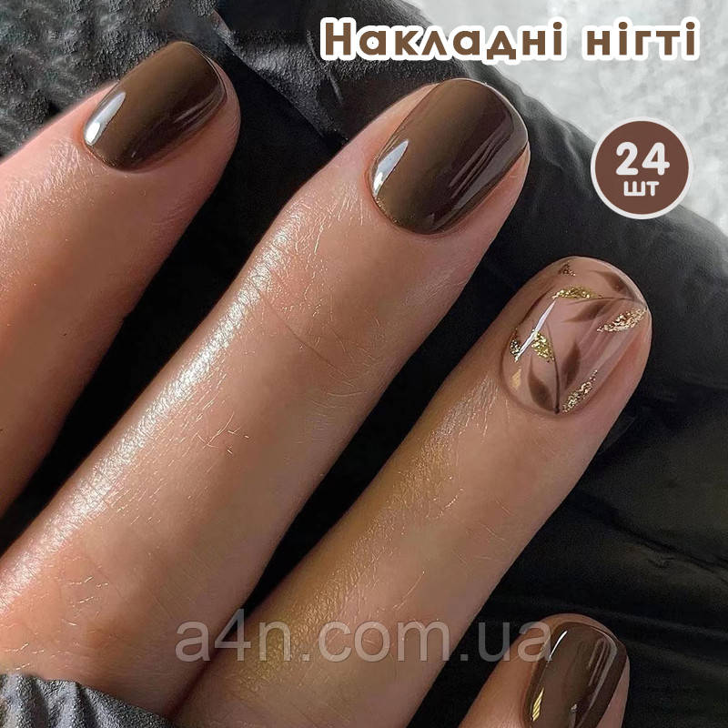 Накладні нігті 24 шт. + клейові стики для нігтів, квадрат для манікюру