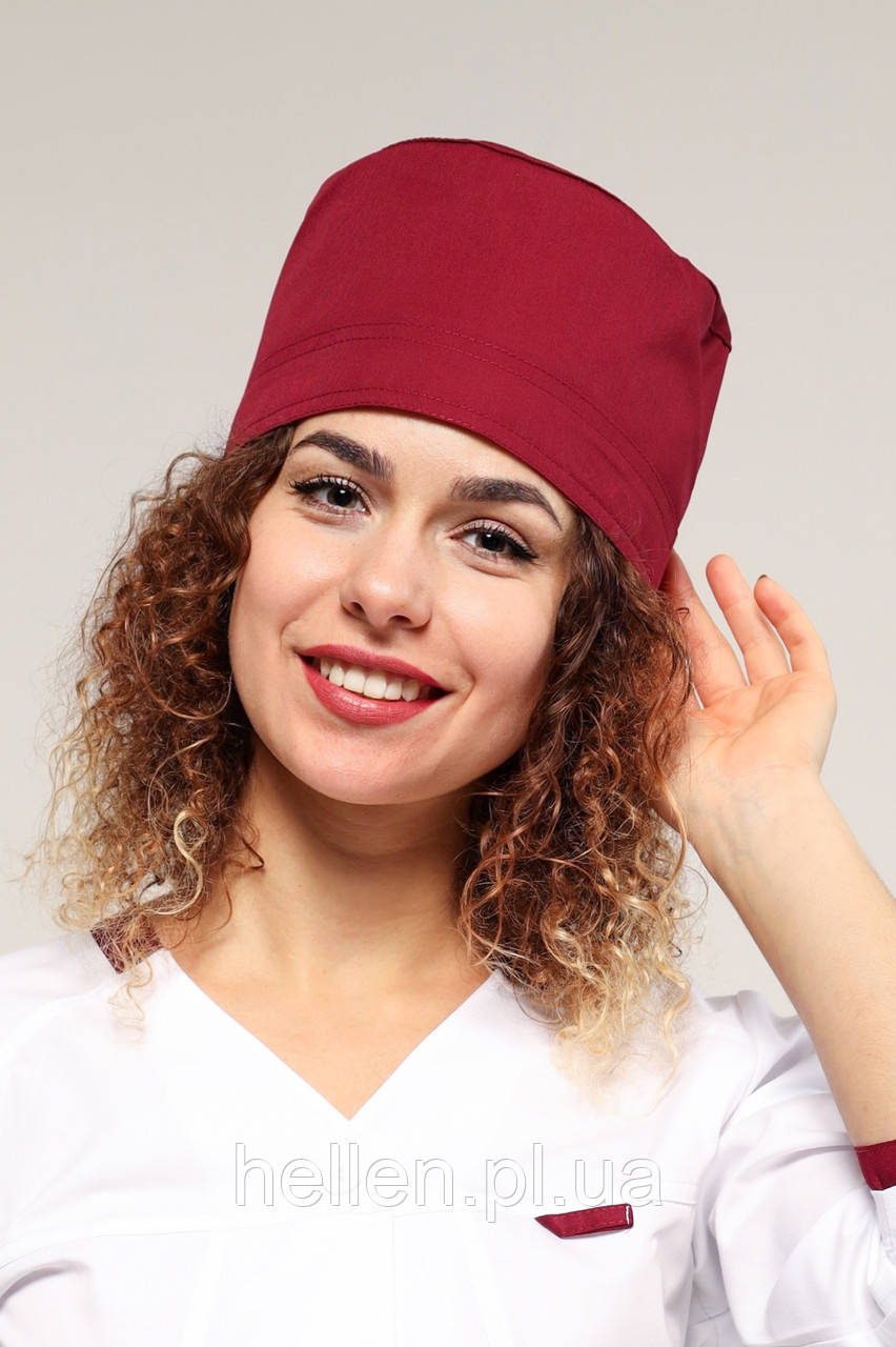 Медична шапочка однотонна бордо
