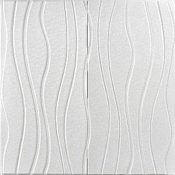 3д панель Білі хвилі декоративні самоклеючі 3d панелі декор стін на стелю текстура 700x700x7 мм (166)