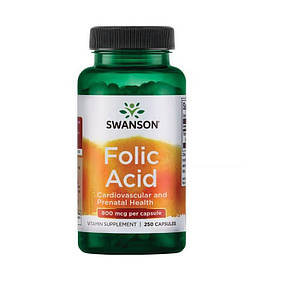 Фолієва кислота Swanson Folic Acid 800 мкг 250 капс.