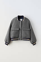 ZARA ФЕТРОВА КУРТКА-БОМБЕР В УНІВЕРСИТЕТСЬКОМУ СТИЛІ ЗІ СМУГАМИ 13/14