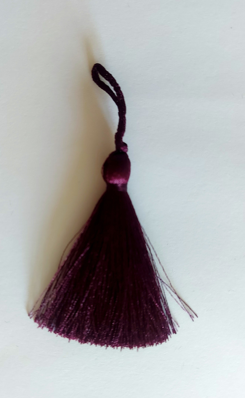 Пензлик ( Пензлик) декоративний текстильний Кітіця мала 7 см, вишнево-фіолетова1 шт.