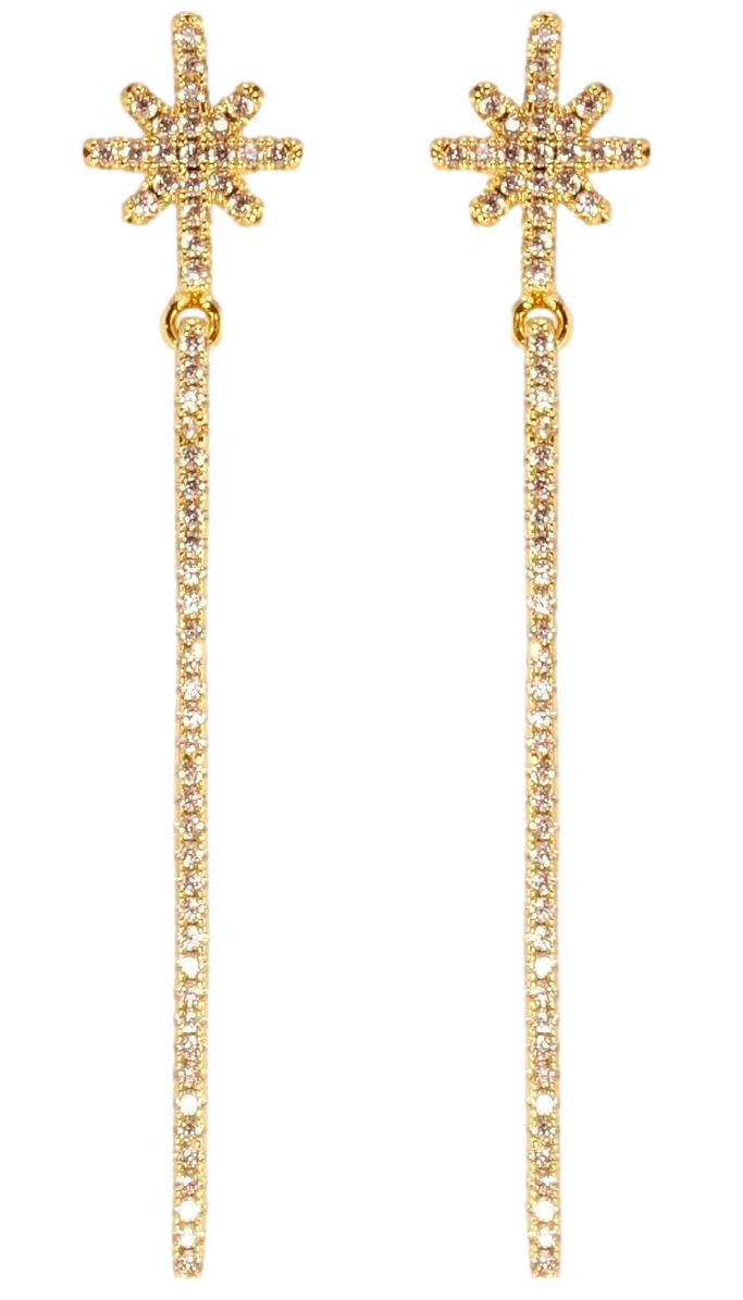 Сережки Xuping QQMM Позолота 14K пусети "Зірки з підвісками доріжки цирконію"