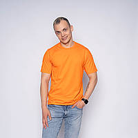 Летняя мужская яркая оранжевая футболка, качественная однотонная базовая футболочка для модных мужчин