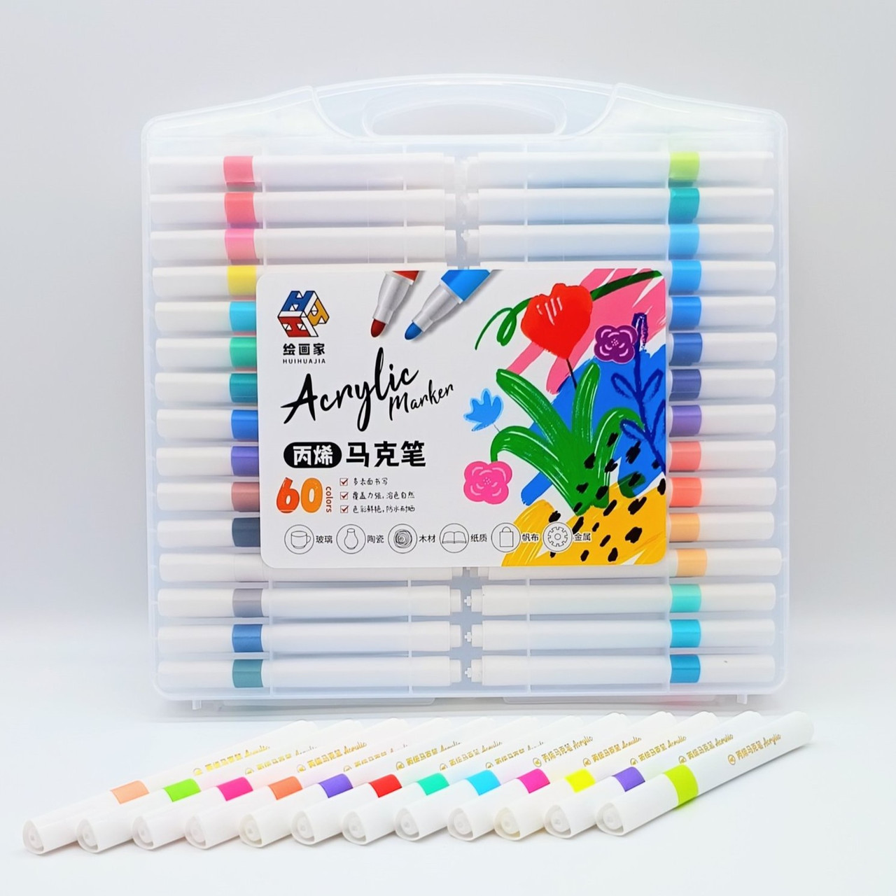 Професійні Акрилові Маркери 60 кольорів | у кейсі, фото 1