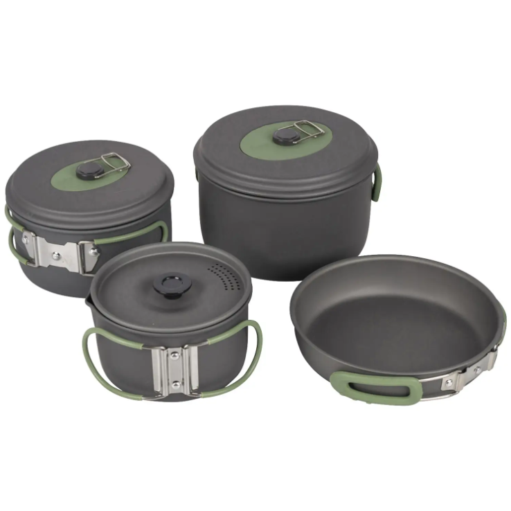 Набір Кемпингового Посуду Bo-Camp Explorer 4 Pieces 19 Hard Anodized Grey/Green (2200241) Туристичний Посуд