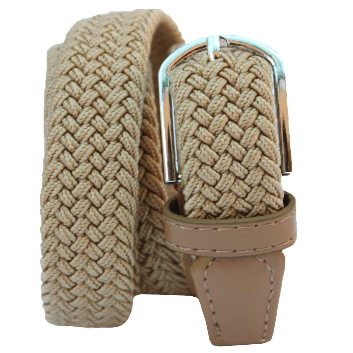 Ремінь плетений гумка бежева, 25 мм (RPR0052-25)