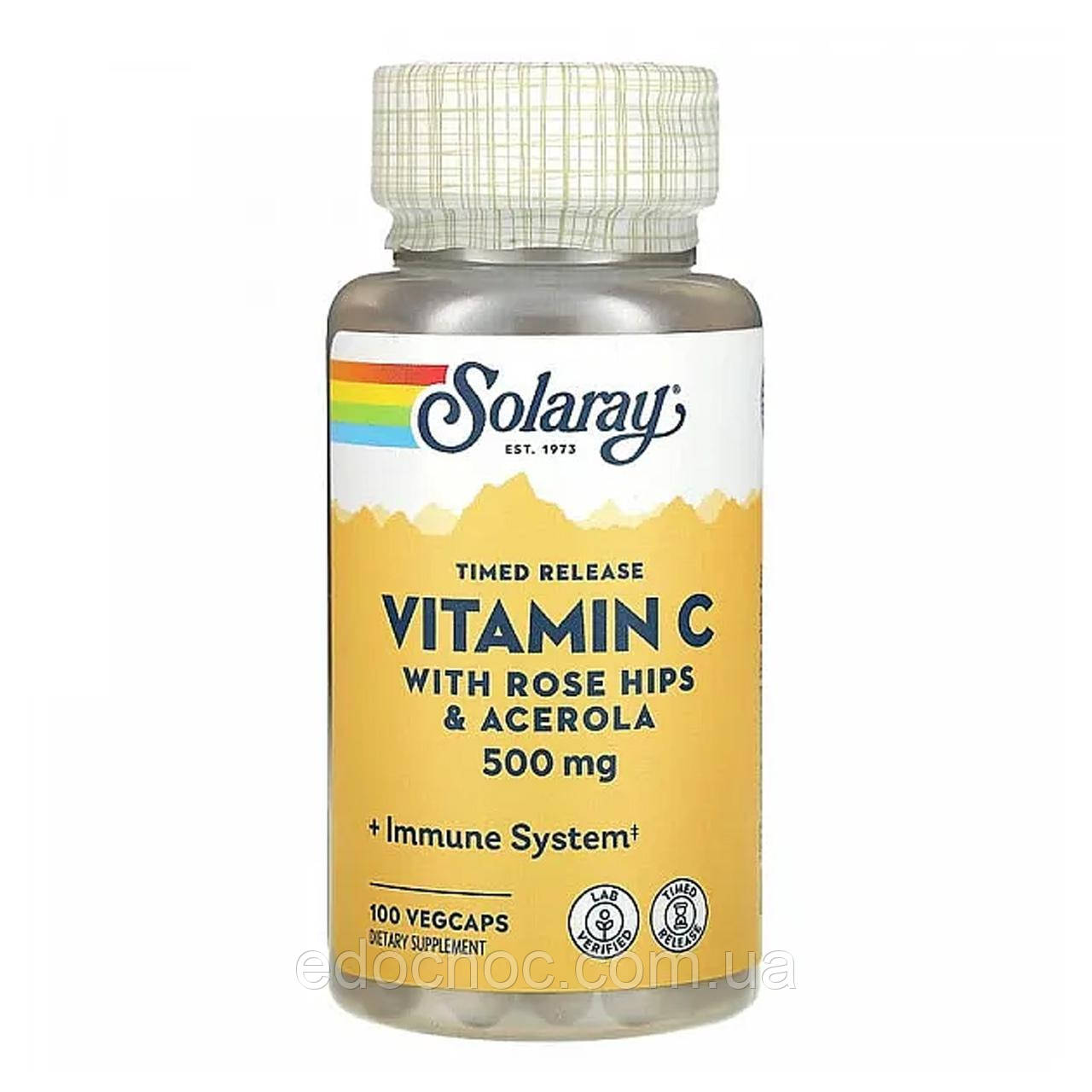 Вітамін С двофазне вивільнення (Vitamin C) 500 мг 100 капсул SOR-04400, фото 1