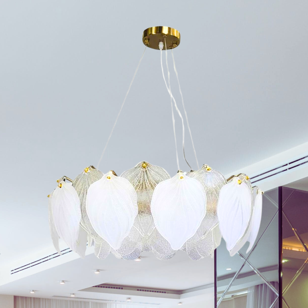 Люстра в залу зі скляними листочками Artlight цоколь  ламп 8 шт колір  D5503/600