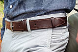 Коричневий чоловічий ремінь з натуральної шкіри ,ширина 3,5 см, фото 2