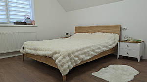 Ліжко двоспальне "Хюгге" з натурального дерева ясен