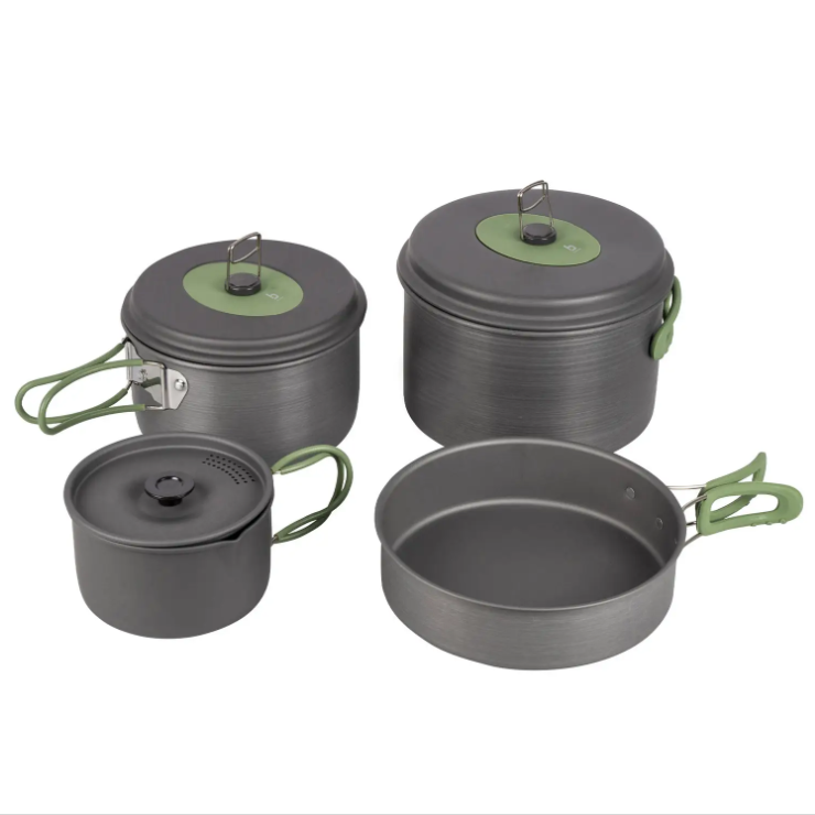 Набір Кемпингового Посуду Bo-Camp Explorer 4 Pieces Hard Anodized Grey/Green (2200244) Туристичний Посуд