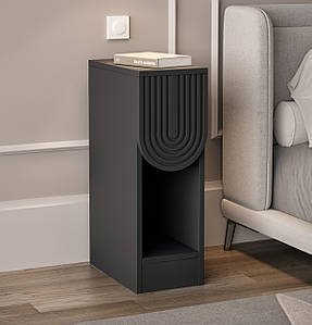 Приліжкова тумбочка вузька з одним ящиком без ручок, тумба для дому з ДСП та МДФ II T-13