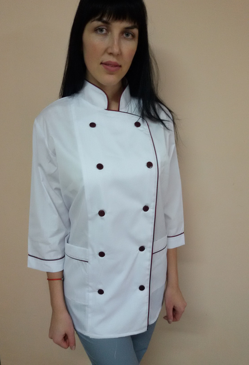 Кітель Класика для кухаря на ґудзиках бавовна три чверті рукав
