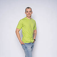 Летняя мужская яркая футболка салатового цвета, качественная базовая футболочка для мужчин