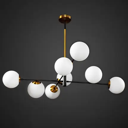 Стельова люстра молекула на 8 білих плафонів 940*940*710 E14, фото 1