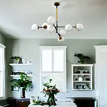 Стельова люстра молекула на 8 білих плафонів 940*940*710 E14, фото 5