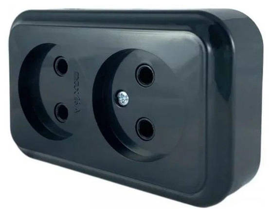 Розетка Marshel MAGLEV (МАГЛІВ) накладна 2-на чорна RO16-237 BLACK, фото 1