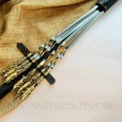 Набір шампурів ручної роботи Шампура "Щука" із вставкою у сагайдаки, фото 1