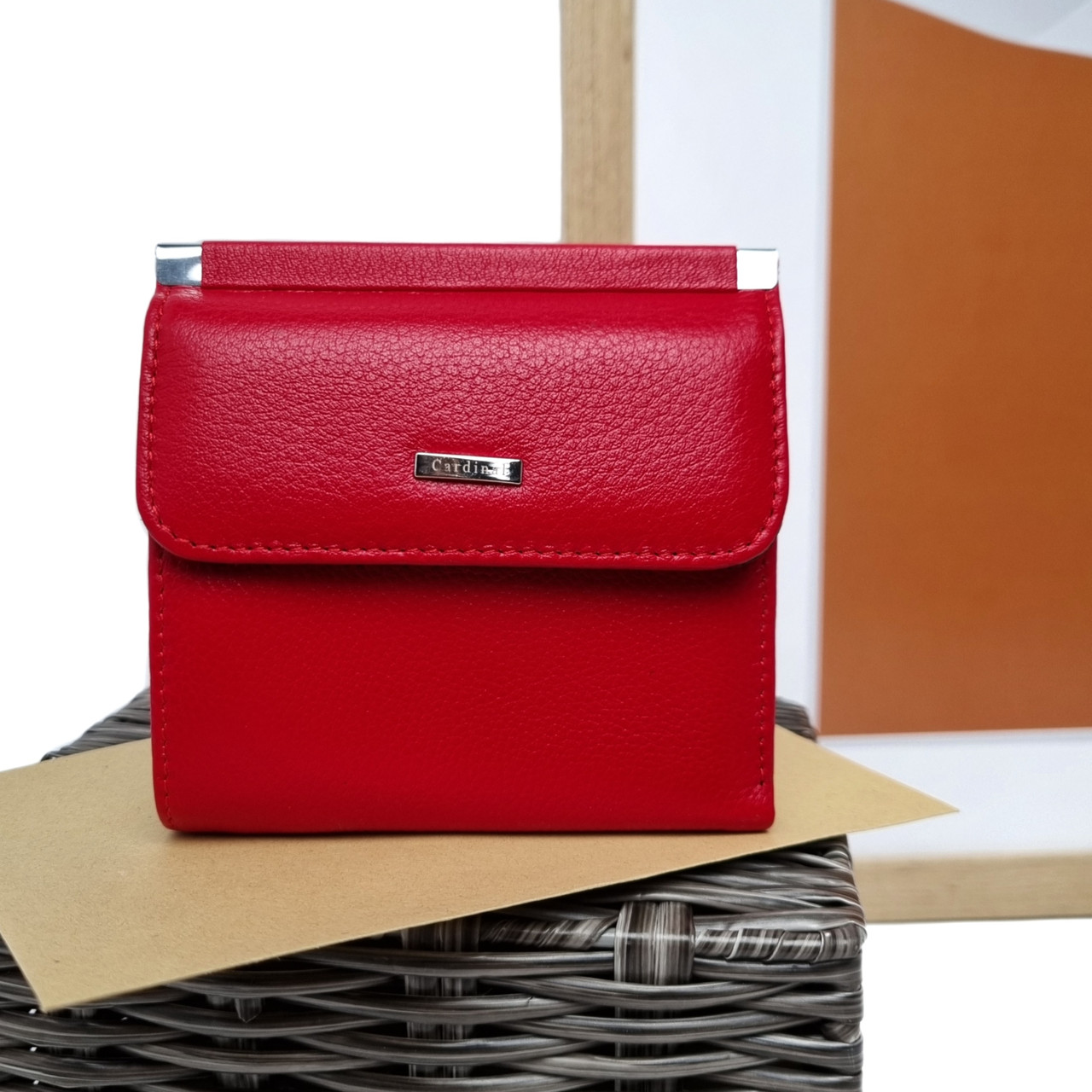 Жіночий гаманець на кнопці натуральна шкіра червоний Арт.015B-08 Cardinal (54)