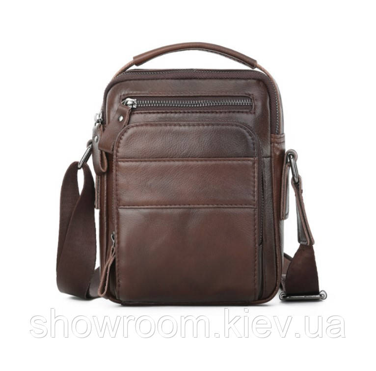 Невелика чоловіча сумка середніх розмірів Leather Collection (5057) коричнева