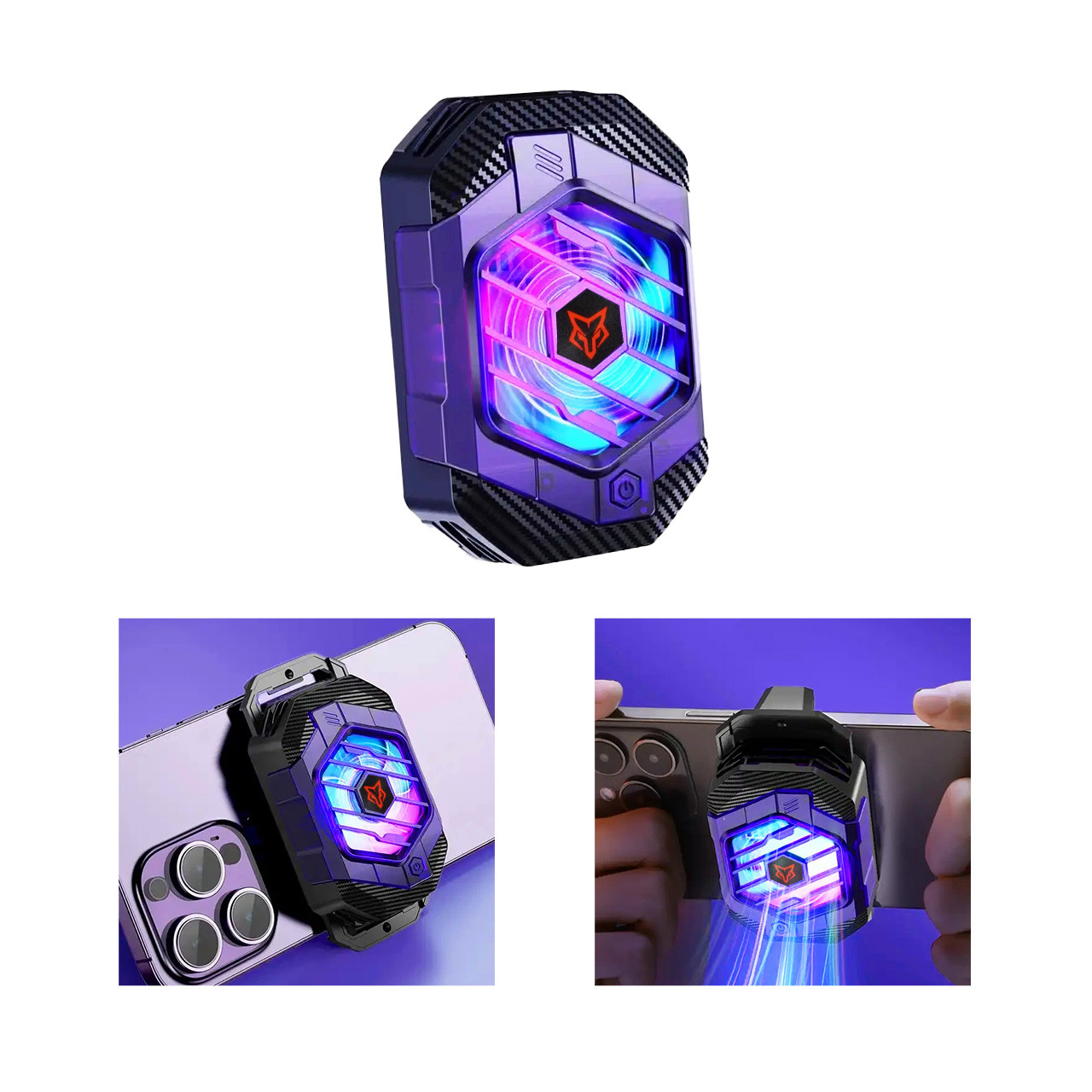 Кулер для телефона смартфона охолодження Sarafox X65 ICESHARK радіатор з ефектом Пельтьє c RGB підсвічуванням, фото 1