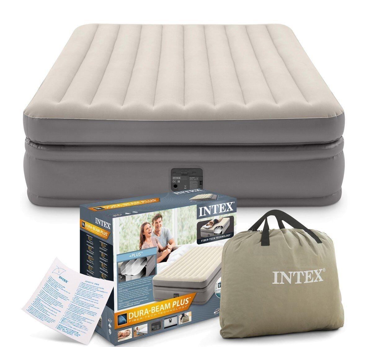 Intex Велюр матрац 64164 NP розмір 152х203х51 см, вбудований електронасос 220V, двоспальний