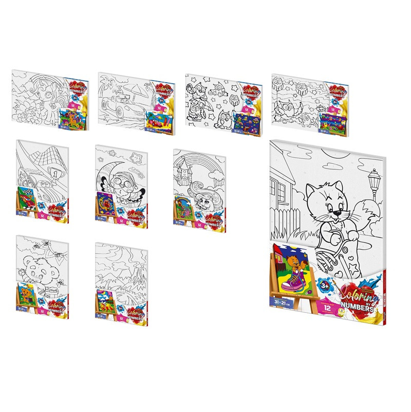 Розмальовка за номерами Coloring by numbers 31х21 см Danko Toys CBN-02-01,02,03,04...10