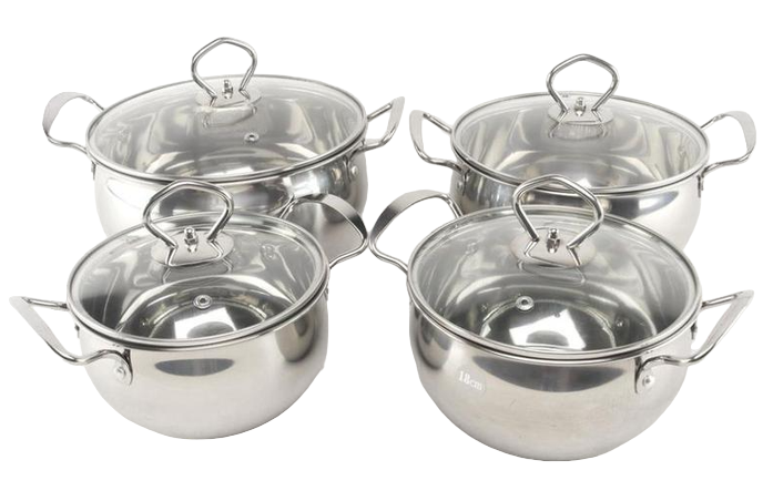 Набір каструль GR3558  4 шт. із нержавіючої сталі | комплект кастрюль