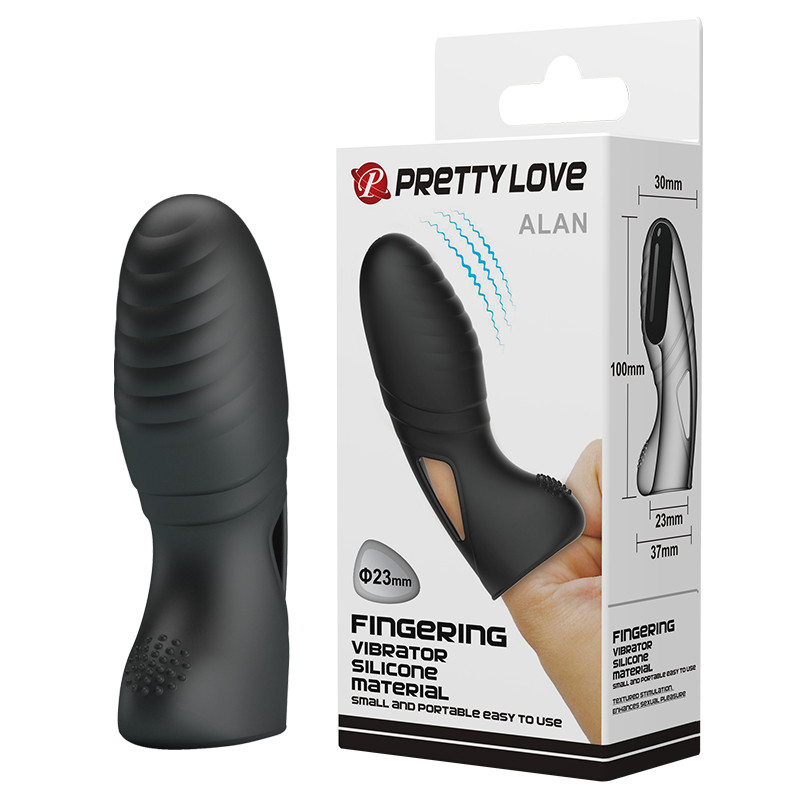 Насадка на палець - Pretty Love Alan Finger Vibrator Black Кітті