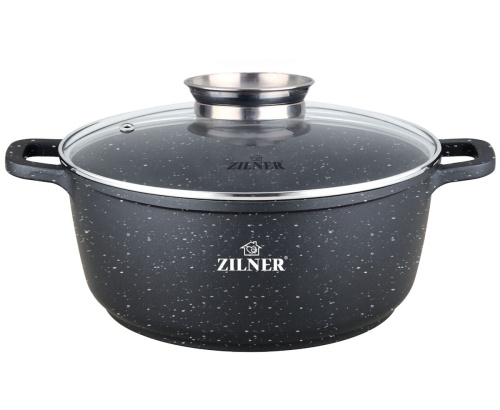 Каструля з кришкою Zilner ZL-9005 (4.5л, 24см, мармурове антипригарне гранітне покриття)