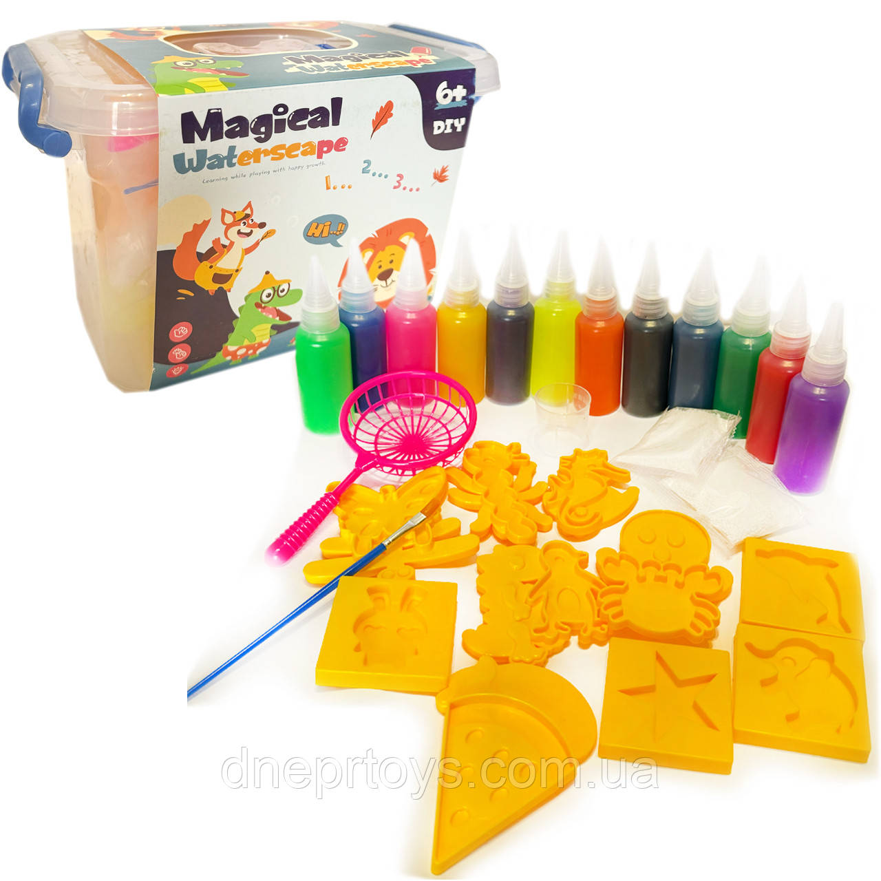 Набір для творчості Magical Waterscape 10 формочок, 12 пляшечок з рідиною, фігурки, в боксі 15*16*25см (692-309), фото 1