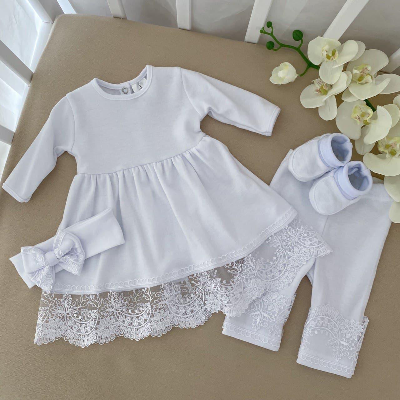 Костюм для хрещення "Світлинка-2" інтерлок зріст 56 см (0 – 1 місяць) Betis Білий, фото 1