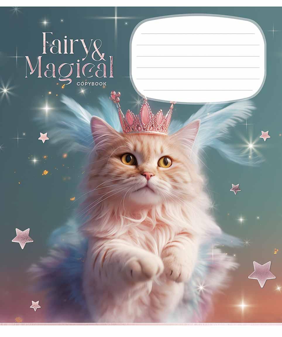 Зошит 12арк. кліт. Школярик "Fairy cats" глiтер №012-3316K(30)(300)