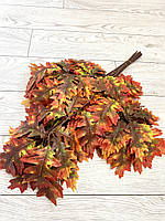 Штучні осінні гілки дуба. Дубові, осінні листя ( латекс, 12 штук), фото 2