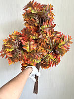 Штучні осінні гілки дуба. Дубові, осінні листя ( латекс, 12 штук), фото 4