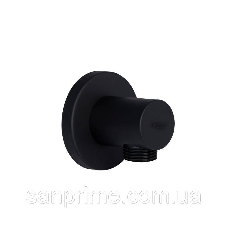 Підключення для шланга Qtap Spojeni округле QTCRBB030 Black Matt, фото 1