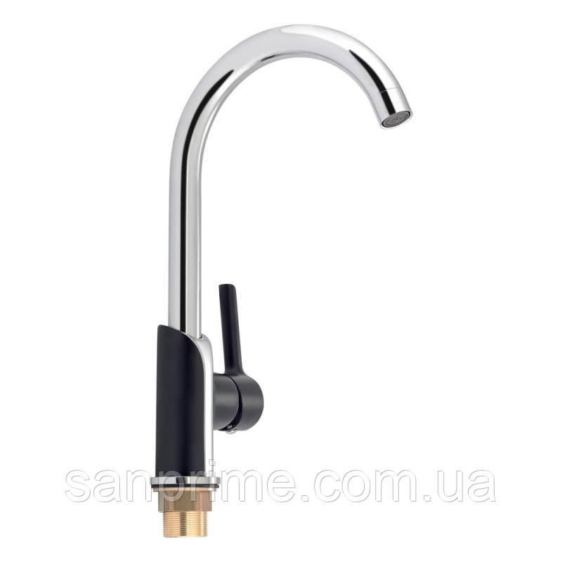 Змішувач для кухні Qtap Grand QTGRABCR007F Chrome/Black, фото 1