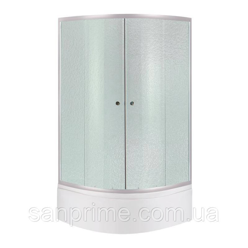 Душова кабіна Latwa SC90x90.SAT.HIGH.FR полукругла, скло Frost 4 мм + Душовий піддон KAPIELKA ST90x90x41, з
