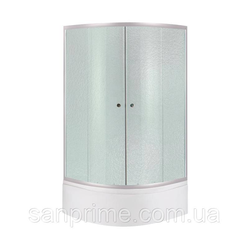 Душова кабіна Latwa SC80x80.SAT.HIGH.FR полукругла, скло Frost 4 мм + Душовий піддон KAPIELKA ST80x80x41, з